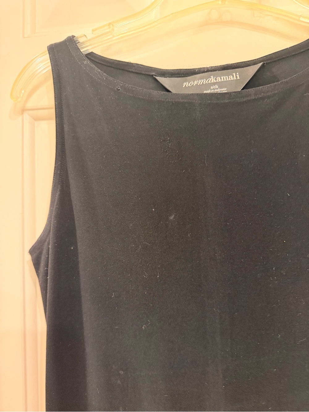 Norma Kamali Black Sleeveless Midi Sheath Dress, Stretch Knit, Size S - Picture 6 of 16
